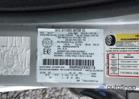 2012 Ford Fusion Sel z USA, uszkodzony, nr VIN 3FAHP0JG3CR403118